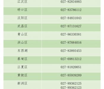 武汉市初中招生入学区域咨询电话一览表